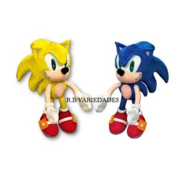 Imagem de Combo 2 Bonecos Sonic Azul e Amarelo De Pelúcia Super Macia - R.B VARI