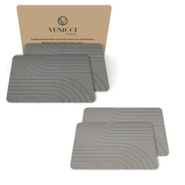 Imagem de Kit 2 Tapete Banheiro Antiderrapante Impermeavel Pedra Diatomacea 60x40cm Absorvente Secagem Rapida (Cinza Claro)
