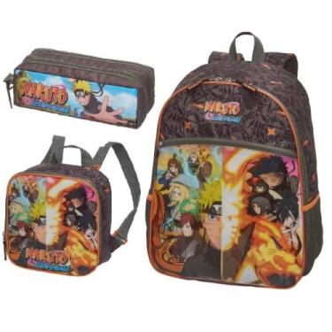 Imagem de Kit Naruto Mochila Costas + Lancheira Naruto + Estojo Naruto Shippuden