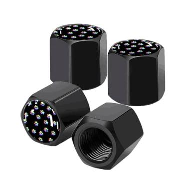 Imagem de Pacote com 4 tampas de haste de válvula de pneu, tampas de haste de roda de carro, tampas de válvula de ar de alumínio, ajuste universal para carros, SUVs, caminhões, bicicletas e motocicletas (pata