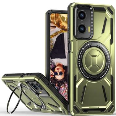 Imagem de YSNZAQ Capa robusta para Moto G Stylus (2024), proteção à prova de choque de grau militar, capa de telefone com suporte rotativo de 360° para Moto G Stylus (2024) HJJ verde