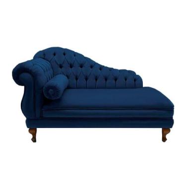 Imagem de Recamier Sofá Direito Larissa 160cm Sala Suede Azul Marinho - INCASA D