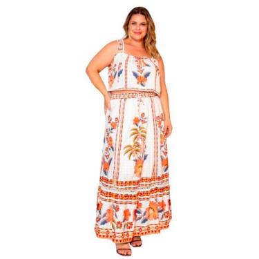 Imagem de Conjunto plus size feminino estampa floral bluse e saia casual chique 