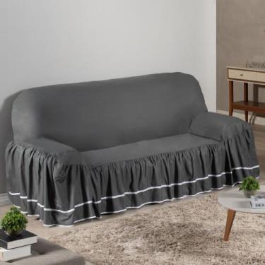 Imagem de Forro de Sofa para Sala Dalila 2 Lugares Cinza Escuro Malha Exclusiva 