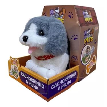 Imagem de Cachorro Playfull Pets Cinza Com Osso – Anda e Late - Toyng