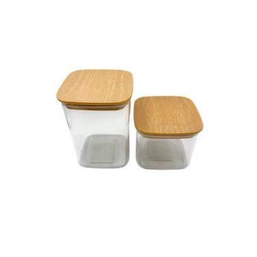 Imagem de Pote Hermético Quadrado 800ml 500ml de Plástico para Armazenamento de 