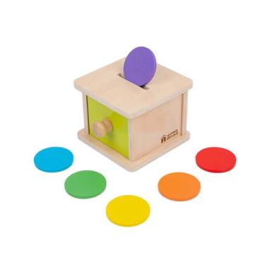 Imagem de Caixa de moedas Adena Montessori para 6 a 12 meses com 6 discos colori