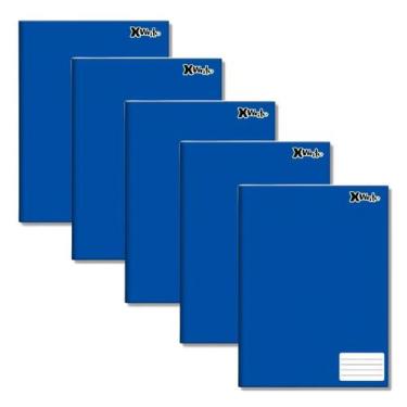 Imagem de Kit 5 Cadernos de brochura Grande 96 folhas 200x275mm Azul - Máxima