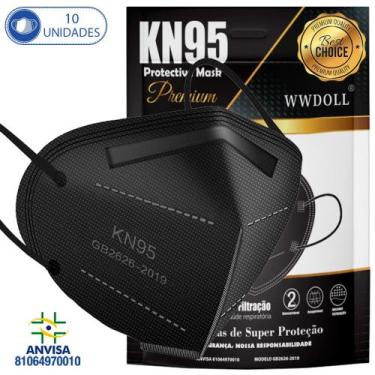 Imagem de 10 Máscaras Descartáveis KN95 PFF2 WWDoll 5 Camadas c Anvisa