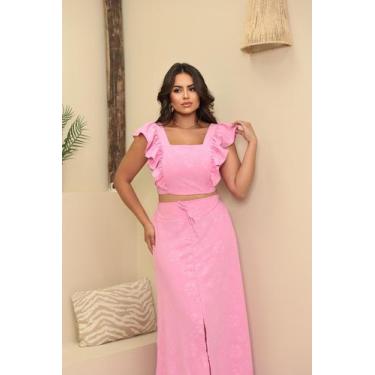 Imagem de Saia longa com crooped de amarração, Conjunto Elegância e Versatilidad