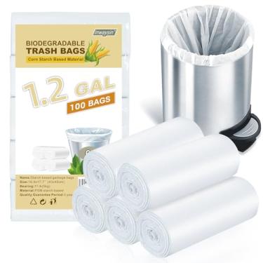 Imagem de Inwaysin Sacos De Lixo Biodegradáveis Pequenos De 1,2 Galão - Mini Saco De Lixo Transparente Branco Sem Perfume A Granel 100 Unidades Compostáveis Para Reciclagem Para Cozinha, Banheiro, Carro, Lat