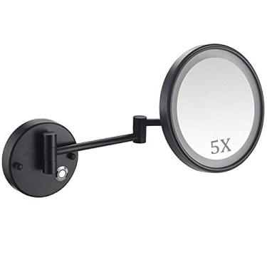 Imagem de Espelho de maquiagem para banheiro, iluminado por LED, com ampliação de 1x e 5x, instalação oculta, tela sensível ao toque, luminária dobrável cromada (cor: bronze preto)