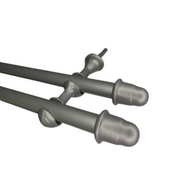 Imagem de Varão de cortina de Aço 2,0 metros Duplo 19mm fino Bastão de cortina Ferro Varão Duplo(Titânio/Cinza)