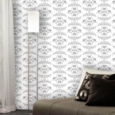 Imagem de Papel de Parede Autocolante Arabesco Cinza e Branco 250 - Inove Papéis