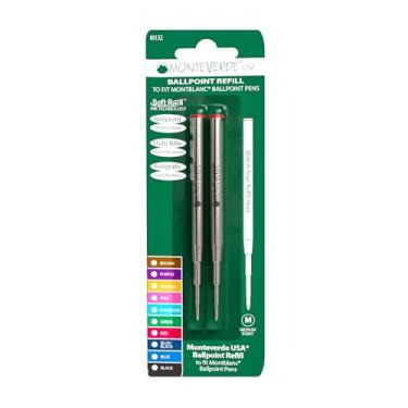 Imagem de Canetas esferográficas Monteverde Refil para caber Montblanc, ponta média, rolo macio, 2 por pacote, Comum, Vermelho
