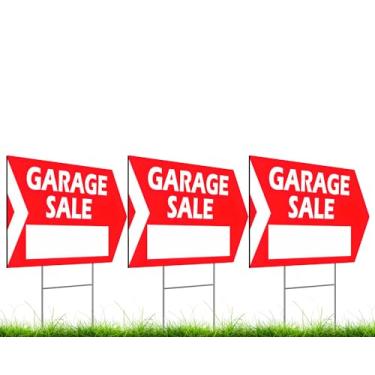 Imagem de Placa dupla face de plástico 3X para casa para aluguel 30 x 20 cm - Sinalização de gramado de venda de garagem com estacas e placas de casa para venda para proprietário grande sinalização - Placa de