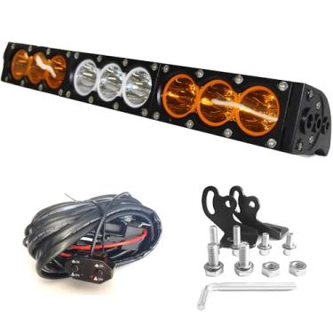 Imagem de Barra de luz LED de cor dupla 43 cm 90 W barra de luz off-road de fileira única branco âmbar amarelo conjunto de inundação luz de mergulho trabalho luz de mergulho off-road condução neblina trabalho luz para Ford SUV 4x4 4WD Pickup kits de fiação grátis