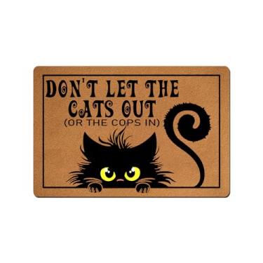 Imagem de VUZUCOSH Tapetes engraçados de boas-vindas, tapete de porta, capacho engraçado, tapetes de cozinha, tapete de banheiro antiderrapante de borracha 60 cm x 40 cm (não deixe os gatos saírem ou os