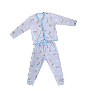 Imagem de PIJAMA CASACO HORA DE DORMIR BABY JOY WEAR ESTAMPADO COM BOTAO URSO AZUL M