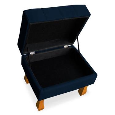 Imagem de Puff decorativo retrô baú 60cm suede - SRJ IMÓVEIS, AZUL MARINHO