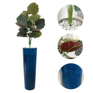 Imagem de Planta Artificial Caladium Costela Vaso Moderno Alto + Pedra - FlorImp