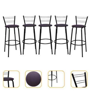 Imagem de Banqueta Para Cozinha Americana Estrutura Preta Kit 5un Cadeira Balcão