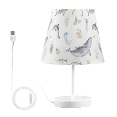 Imagem de Joisal Candeeiros de mesa de peixe mundo subaquático aquarela para quarto abajur agradável aos olhos, lâmpada de leitura de cabeceira para cama, decoração de mesa de sala de estar