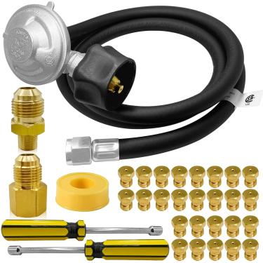 Imagem de Kit de conversão de gás natural para propano para churrasqueiras Weber Genesis/Weber Spirit, compatível com modelos Genesis/Genesis II/Spirit/Spirit II - mangueira reguladora de 1,5 m para