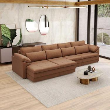 Imagem de Sofá Retrátil Elétrico Sala de Estar Nolan Bipartido 379cm Conforto Pr