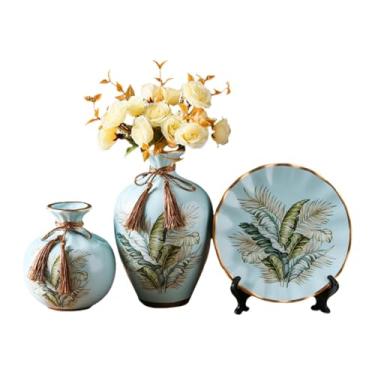 Imagem de Ioensy Conjunto de vasos de cerâmica para flores, vaso de porcelana, exclusivo estilo boho, suporte para plantas versátil, arranjo floral para estante, Style C