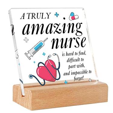 Imagem de LNOKRIM Presente De Agradecimento Para Enfermeiros, Melhores Presentes, Dia Semana Formatura Aniversário Estudantes Enfermagem - Placa Transparente Com Suporte Madeira