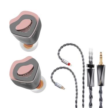 Imagem de FAAEAL Tulip Fone de ouvido HiFi com anel de ouro dinâmico de 10 mm, fone de ouvido IEM de música destacável de 2 pinos com design de pétala, monitor intra-auricular de metal CNC com estojo de