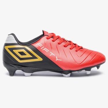 Imagem de Chuteira Campo Umbro Fifty VI Unissex Vermelho, Vermelho preto, 40