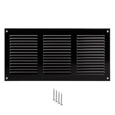 Imagem de TURvent Tampa de ventilação 10x4 (abertura do duto) - Grade de ar de retorno HVAC preta para parede e teto - Tampa de ventilação de metal AC com malha - Registro de ventilação retangular - Dimensões