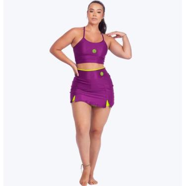 Imagem de Conjunto De Beach Tennis Treino Musculação Bicolor Leve Canelado Top A