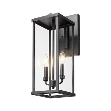 Imagem de Bestshared Luminárias De Parede Para Áreas Externas Bestshared, 20" Altura Com Vidro Transparente, Lanterna Externa Preta Moderna Antiferrugem Varanda Frontal Casa E Pátio (Preto, - 1 Unidade)