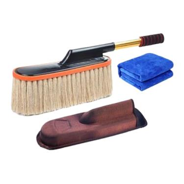 Imagem de Limpa Poeira para Carros - Kit de Limpeza com Escova Detalhada para Interior de Veículos - Kit de Limpeza Automotiva com Cerdas de Cera e Algodão para Pneus, Motos, Caminhões e RV