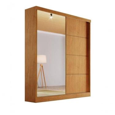 Imagem de Guarda-roupa Solteiro Espelho 1,80m mdf - Veneza-nature - Bianchi Móveis