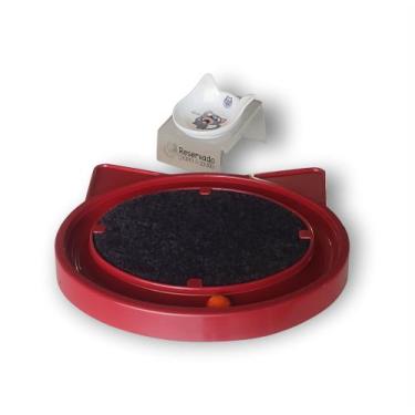 Imagem de Kit Comedouro Elevado Transparente + Brinquedo Interativo com Bolinha 