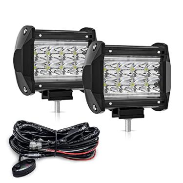 Imagem de Chusui 2 unidades de barra de luz de trabalho LED de 4 polegadas LED de duas cores para condução fora da estrada com DRL/Angel Eye Spot Flood Combo Luzes auxiliares de trabalho de neblina para cami CL