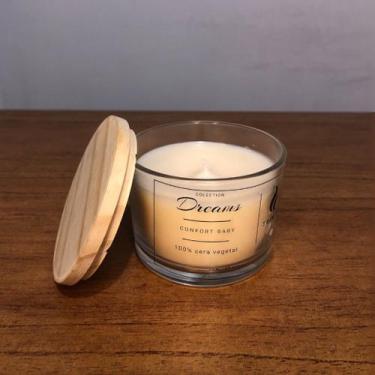 Imagem de Vela Aromática Perfumada Vegetal Confort Baby Com Pote de Vidro e Tamp