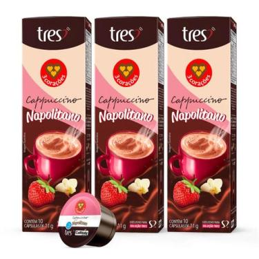 Imagem de 3x Cápsula de Café Tres 3 Corações Cappuccino Napolitano 10 Unidades, 