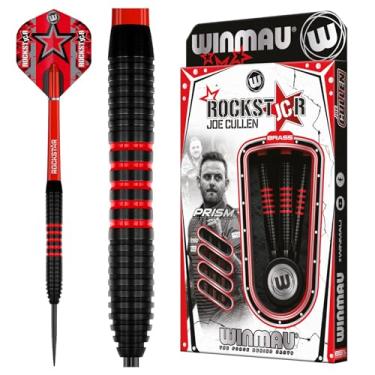 Imagem de Winmau Joe Cullen The Rockstar Conjunto profissional de dardos de latão de 20 gramas com voos e hastes (eixos)
