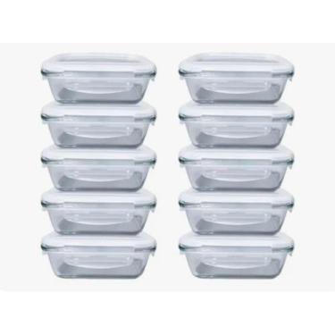 Imagem de Kit Com 10 Potes Herméticos De Vidro Com Tampa Click 640 ML - TEEM