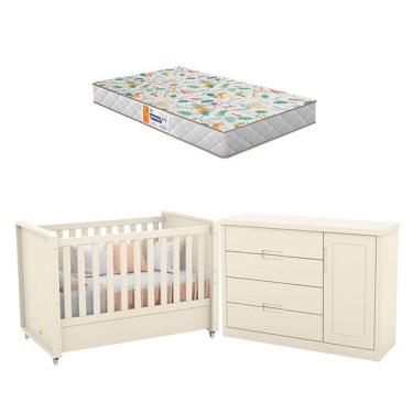 Imagem de Berço Americano E Cômoda Tutto New Off White Colchão - Matic
