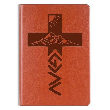 Imagem de WHLBHG Presente religioso caderno de couro cristão God is Greater Than The Highs and Lows Believer Catolic Spiritual Gift Christian Special Symbol Cross Motivational Faith (God is Greater Than)