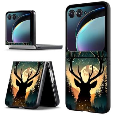 Imagem de ACWDMKH Capa para celular Motorola Moto Razr 2024, capa de celular para Moto Razr 50, capa protetora ultrafina e rígida, antiarranhões, à prova de choque, lua de cervo