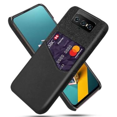 Imagem de Capa para Asus Zenfone 7,Tela e tampa de couro PU,Antideslizante,360°cobertura completa à prova de choque com 1 slot de cartão atrás,Prevenção de queda-Black