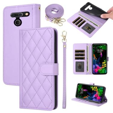 Imagem de Furiet Argyle Capa carteira para LG G8 ThinQ com alça de pulso, alça de ombro, compartimento para cartão, bolsa fólio, luxuosa, acessórios de couro PU, capa para celular para LGG8 Thin Q G 8 LG8