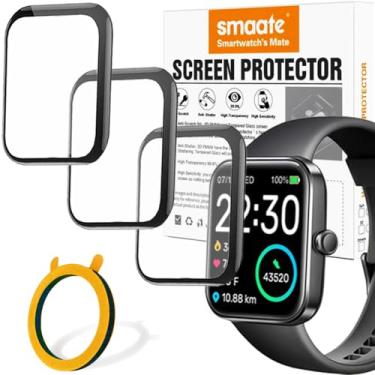 Imagem de smaate Protetor de tela 3D compatível com Smartwatch ID206 da JIKKO AOKESI HAFURY, Cubitt CT2PRO, Doogee CS2Pro, Fitpolo Gydom FVYAO IDO Veryfit ID207, Pupuskyer P25 de 1,7 polegadas, Fitniv IW2 e ANDFZ T42